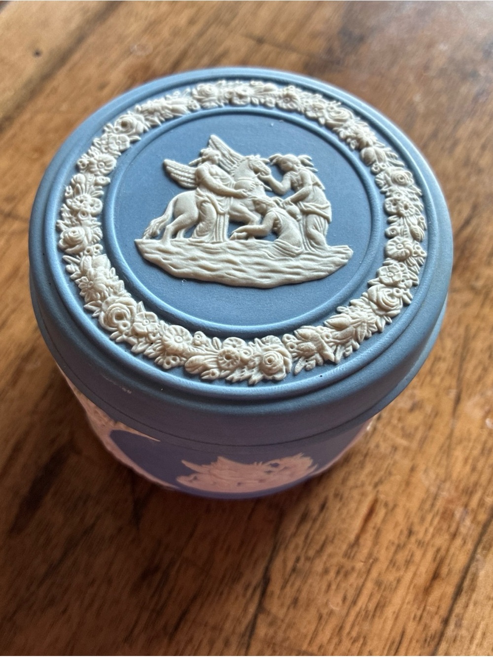 Wedgwood Blue Trinket Box Pegasus Horse